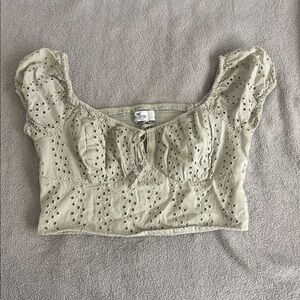 Eyelet Crop Top in Light Green